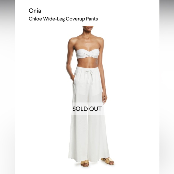 Onia Chloe wide leg slit coverup pants-Aqua-Medium NWT - Picture 5 of 10